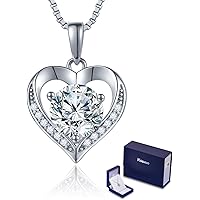 Moissanite Necklace for Women 1.0ct D Color, Sterling Silver Heart Necklace