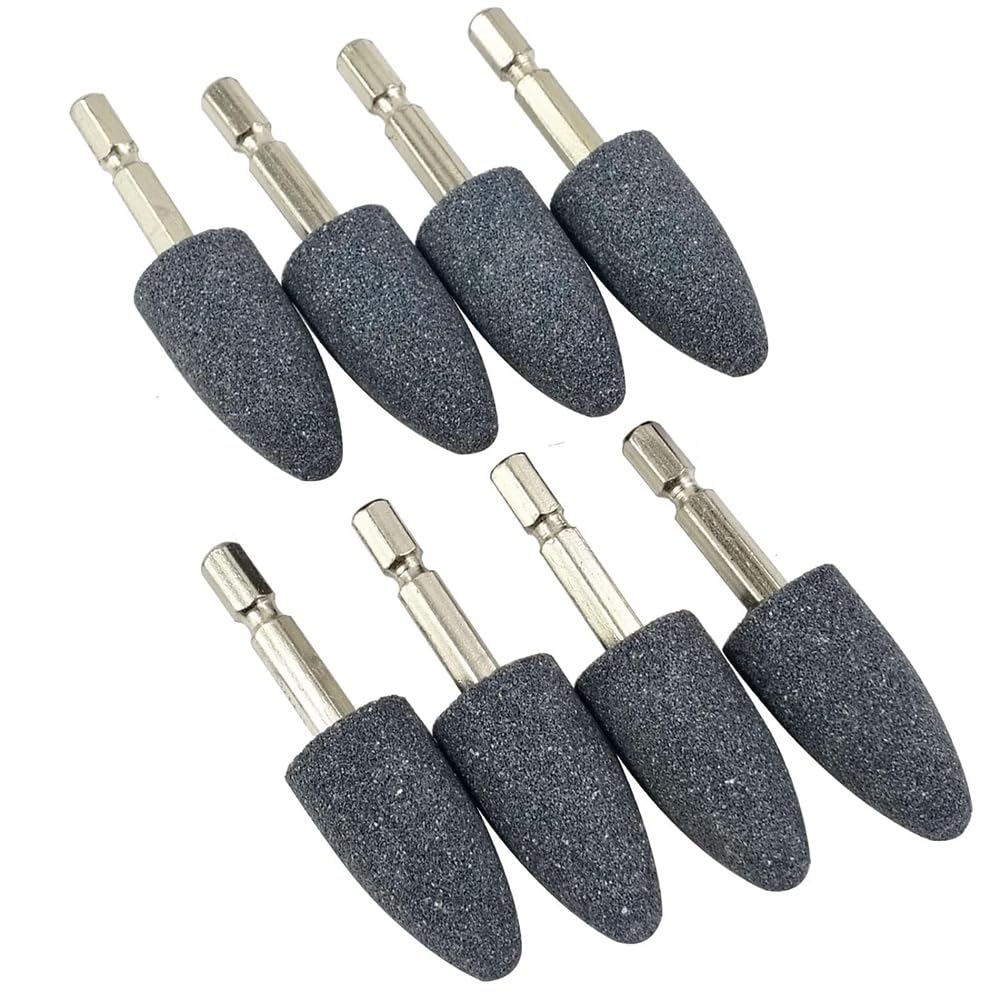 Beiyaiey As Shown 8 Pcs Cone Shape Grinding Stone - 1/4Inch Hex Shank Abrasive Stone Mounted Grinding Point For Rotary Tool Drill (20Mm)