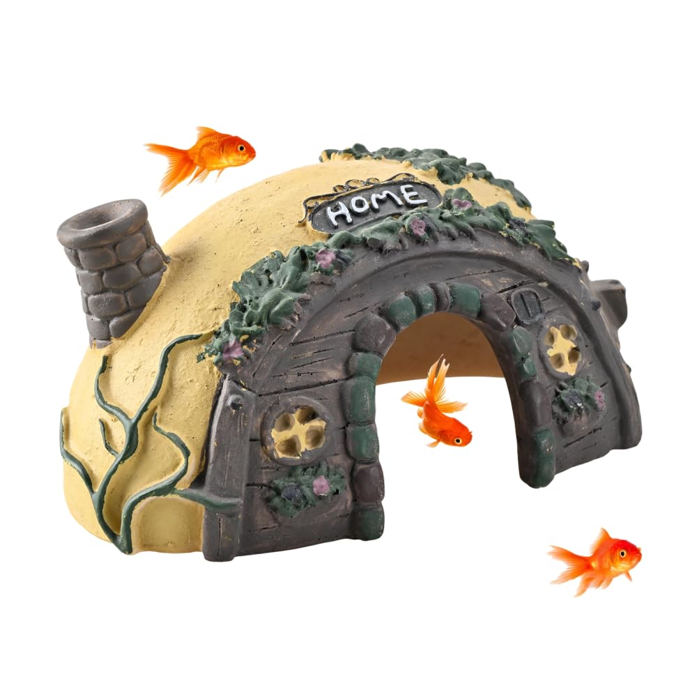 Mioyoow Aquarium Pineapple House Ornament, Resin Fish Tank Decorative Shelter With Realistic Cave & Stable Base For Small Aquatic Pets