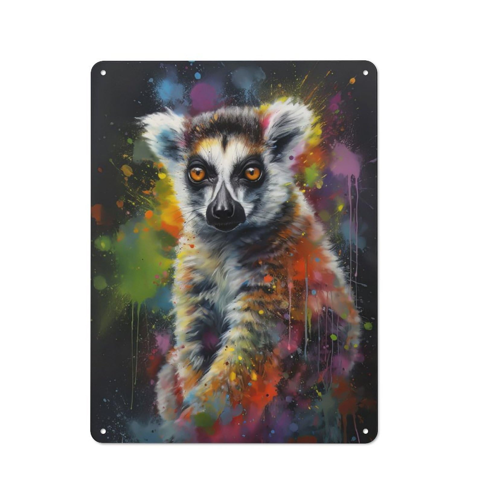 Junmoney Lemur Painting Printed Metal Sign 40X30cm For Kitchen Or Home Bar, Housewarming Present For People Styling Kitchen And Home Bar