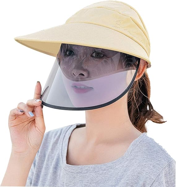 Women Sun Hat with AntiUV Plastic Face Face Visor Full Face UV