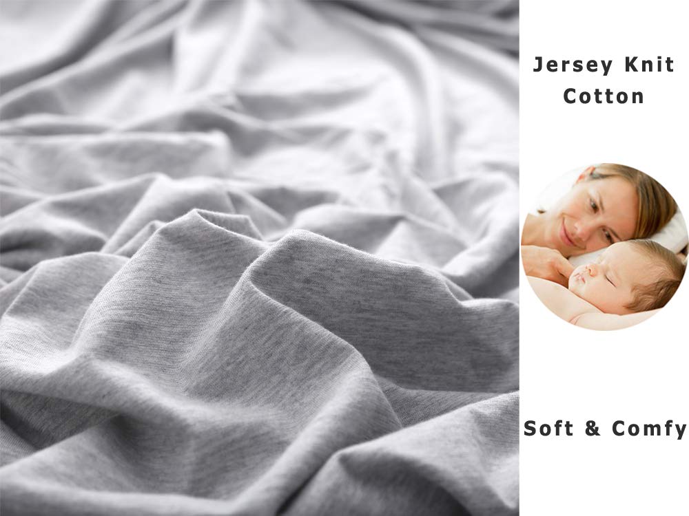 Pure ERA Nur Spannbettlaken aus Jersey-Strick-Baumwolle (kein Bettlaken oder Kissenbezüge), ultraweich, bequem, atmungsaktiv, bequem, grau meliert, Queen-Size-Bett