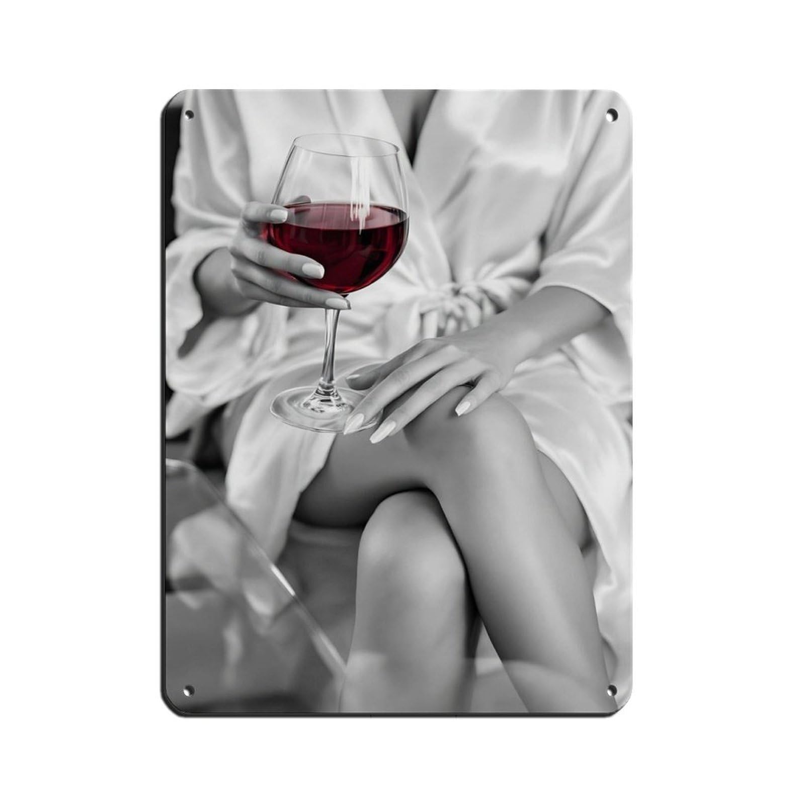 Glamorous Woman with Wine Decor Tin Sign Vintage Metal Pub Club Cafe Bar Home Wall Art Decoration Poster Retro 12x16inch(30x40cm)