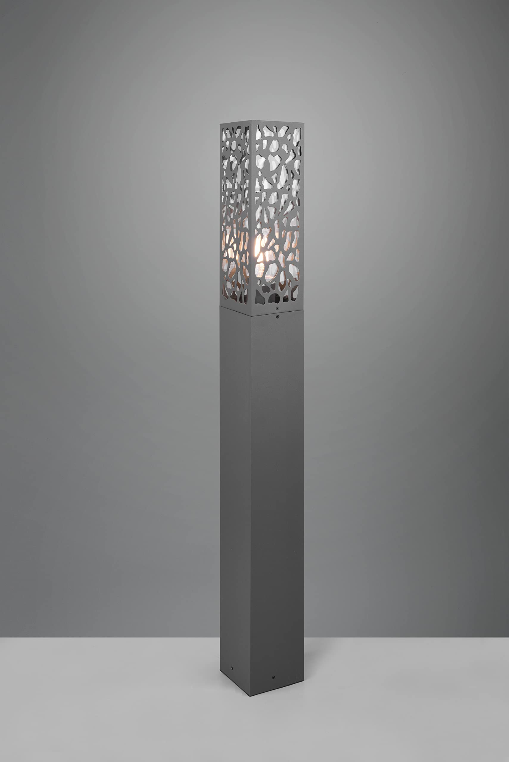 Trio Leuchten Außen Wegeleuchte Cooper 407360142, Edelstahl Anthrazit, Kunststoffeinsatz transparent, exklusiv Leuchtmittel 1x E27