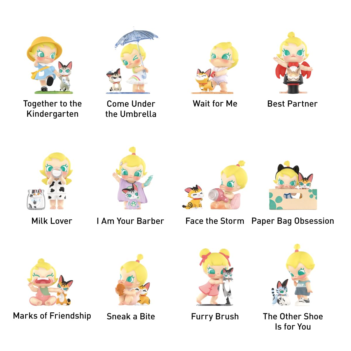POP MART Baby Molly & Baby Tabby Series Figures Personaggio d'Azione Giocattolo da Collezione Figura Regalo di Festa Whole set