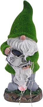 Garden Gnome Resin with Solar LED Light for Outdoor Lawn Decoration Colorful Gnome Ornament for Yard Patio or Pathway B