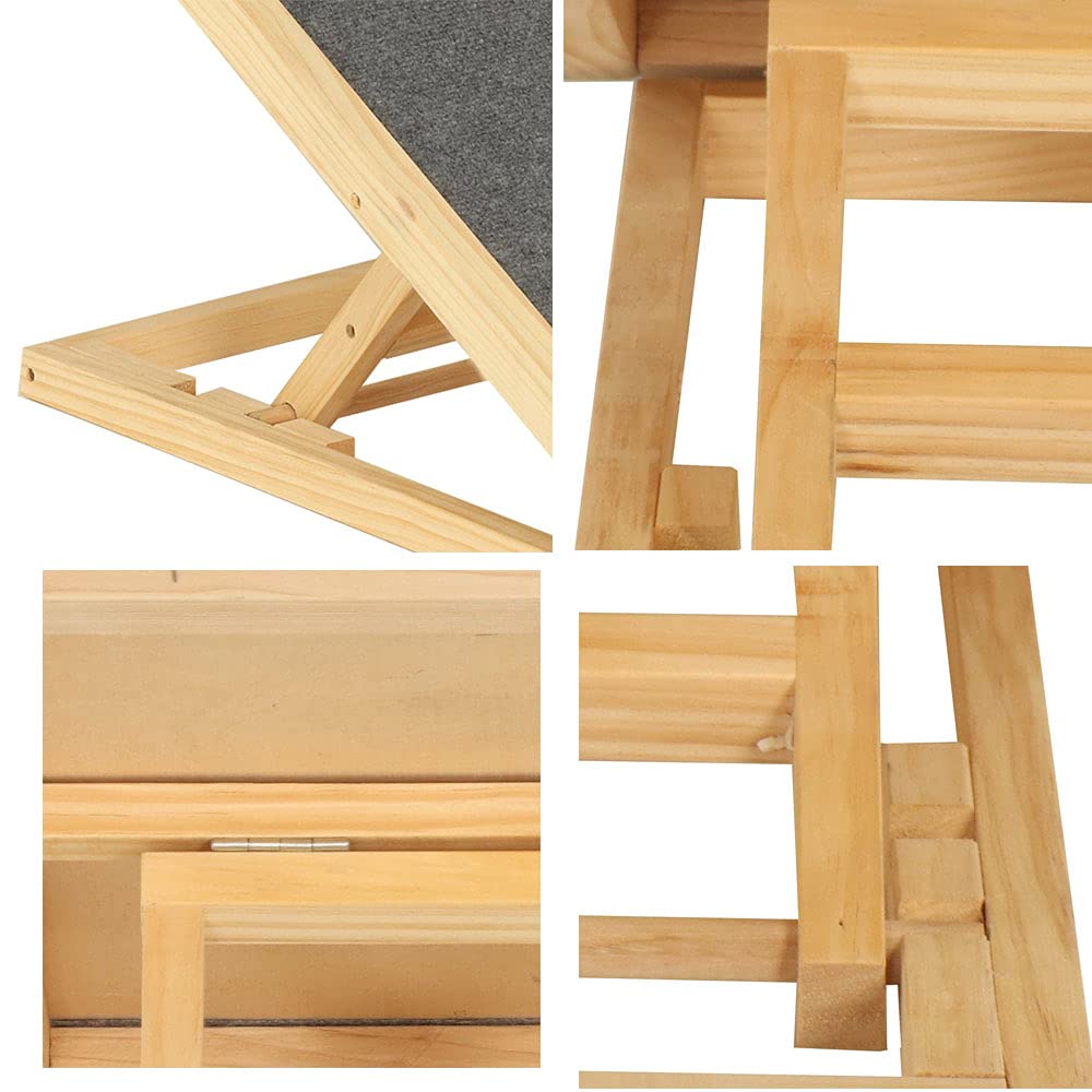 DayPlus Rampa portatile per cani e animali domestici, in legno massiccio, scala di sicurezza pieghevole regolabile in 4 altezze, lunghezza 100 cm x larghezza 40 cm, altezza 30 cm, 50 cm, 60 cm
