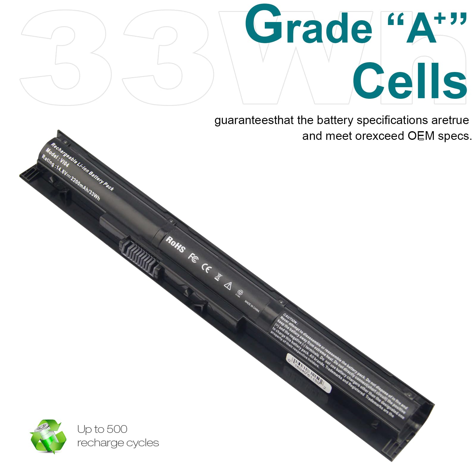 ASUNCELL 14.8V 2200mAh VI04 Batterie d'ordinateur Portable pour HP Envy 14 15 17 Pavilion 15 17 Probook 450 G2 455 G2 TPN-Q140 TPN-Q139 756743-001 756746-001 HSTNN-Lb4N HSTNN-Ub4N 4 cellules