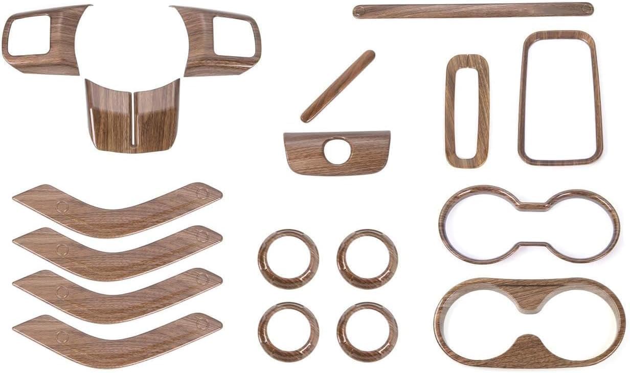 18pcs/Set ABS Interior Mouldings Decoration Kit Trim Cover Compatible with Jeep Wrangler JK 4-Door 2011-2017 (Black)