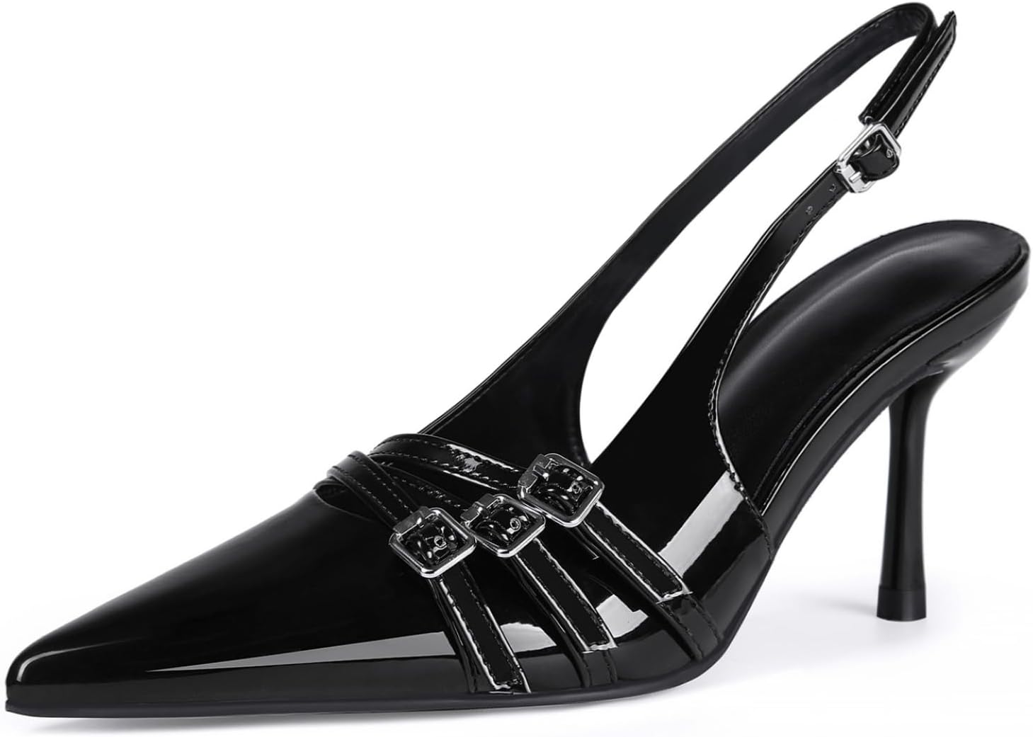 baobeijiadao Women's Slingback Heels - Patent Leather Comfort