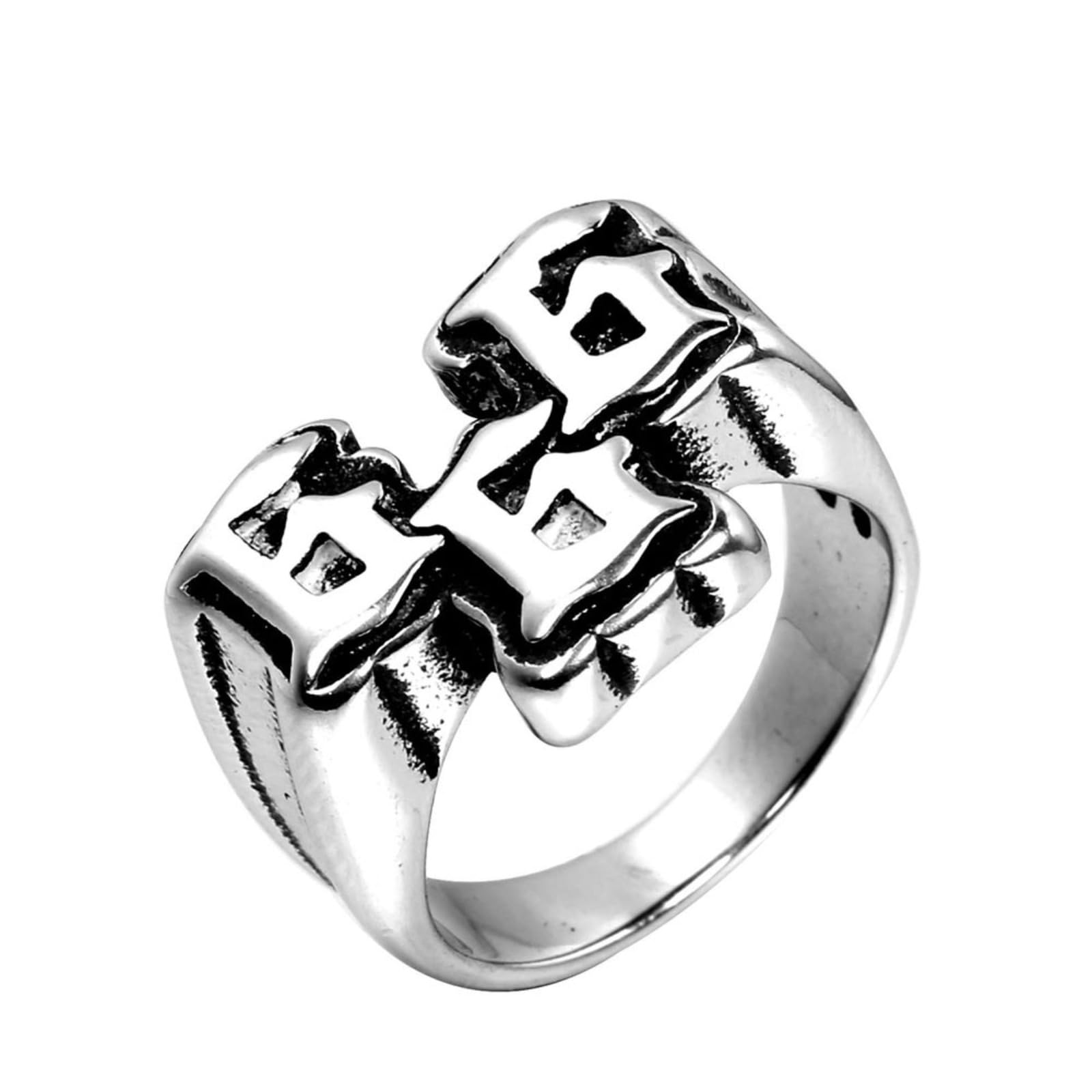 VHJdtE Rings, Antichrist 666 Ring - The Mark of the Beast, Titanium Steel Hip Hop Punk Accessory for Men(Silver,W)