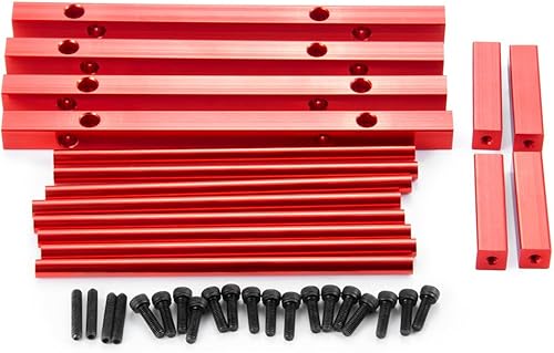 Miniatura 6 de RCHUBAM - Estante de almacenamiento de neumáticos de aleación de aluminio para 118 TRX4M Bronco Defender 124 Axial SCX24 RC Car (rojo)