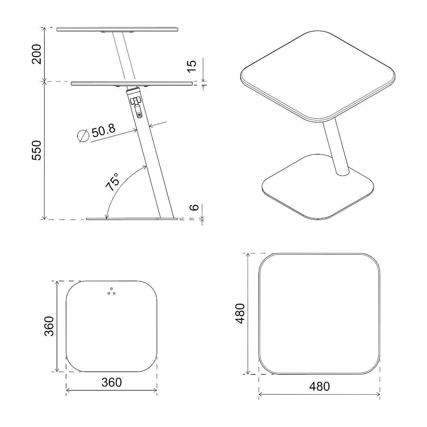 Dataflex Bento Laptoptisch | Höhenverstellbar von 555 bis 750 mm | Schwarz