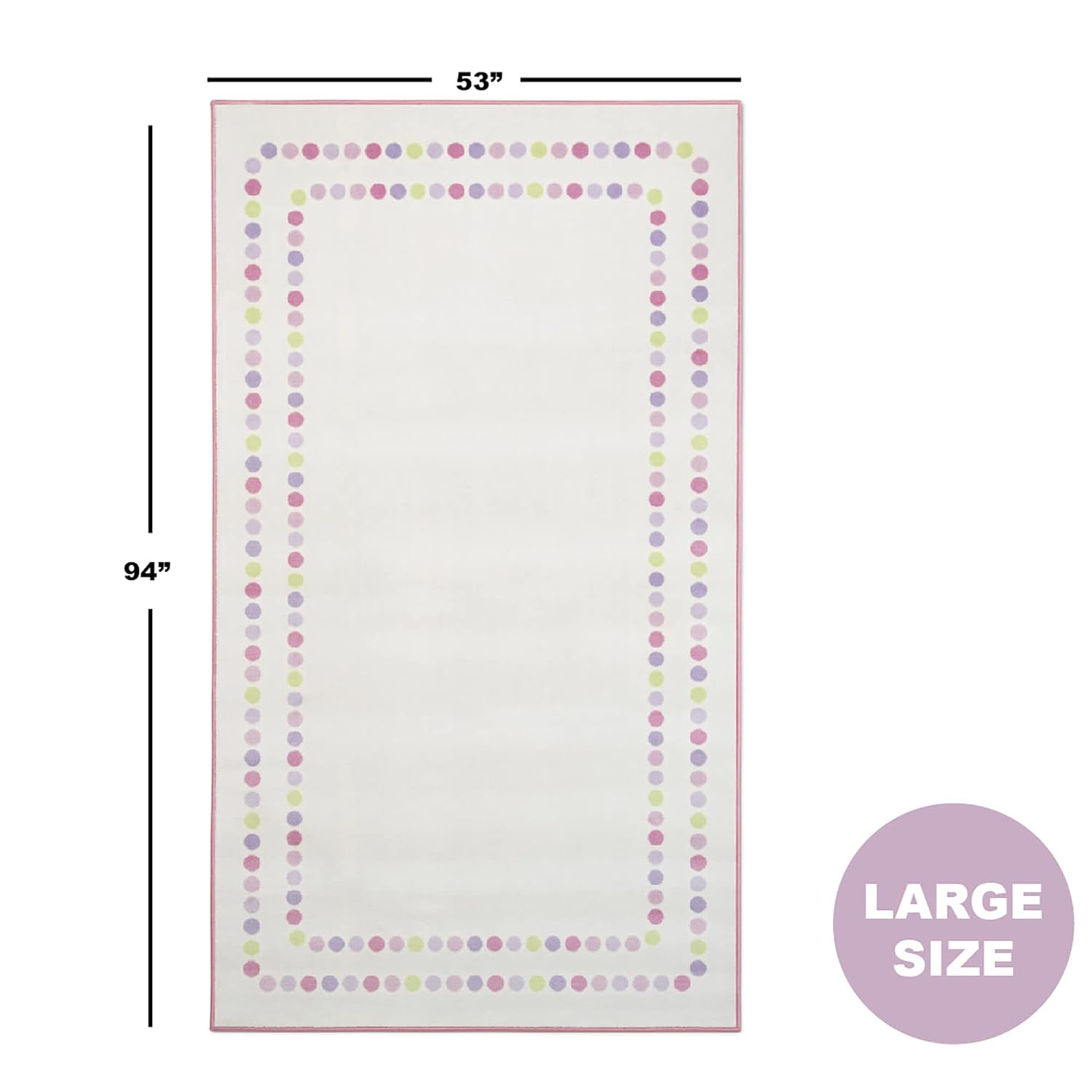 Delta Children Pearl Dot Rectangle Area Rug for Kids, 53-Inch x 59-Inch