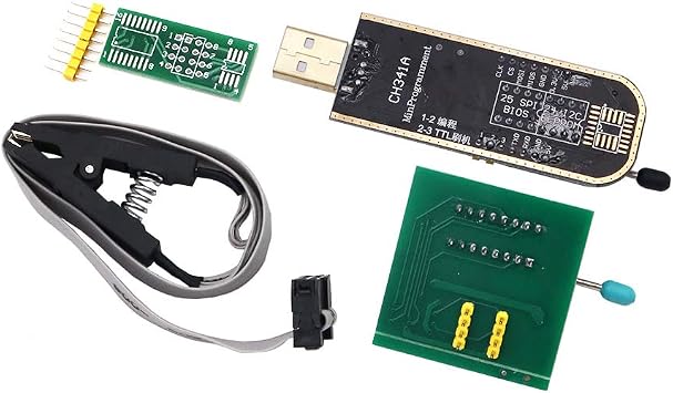 Programmer Ch341A + SOP8 to DIP8 + 1.8V Adapter + SOP8 to DIP8 Socket + SOP8 clip