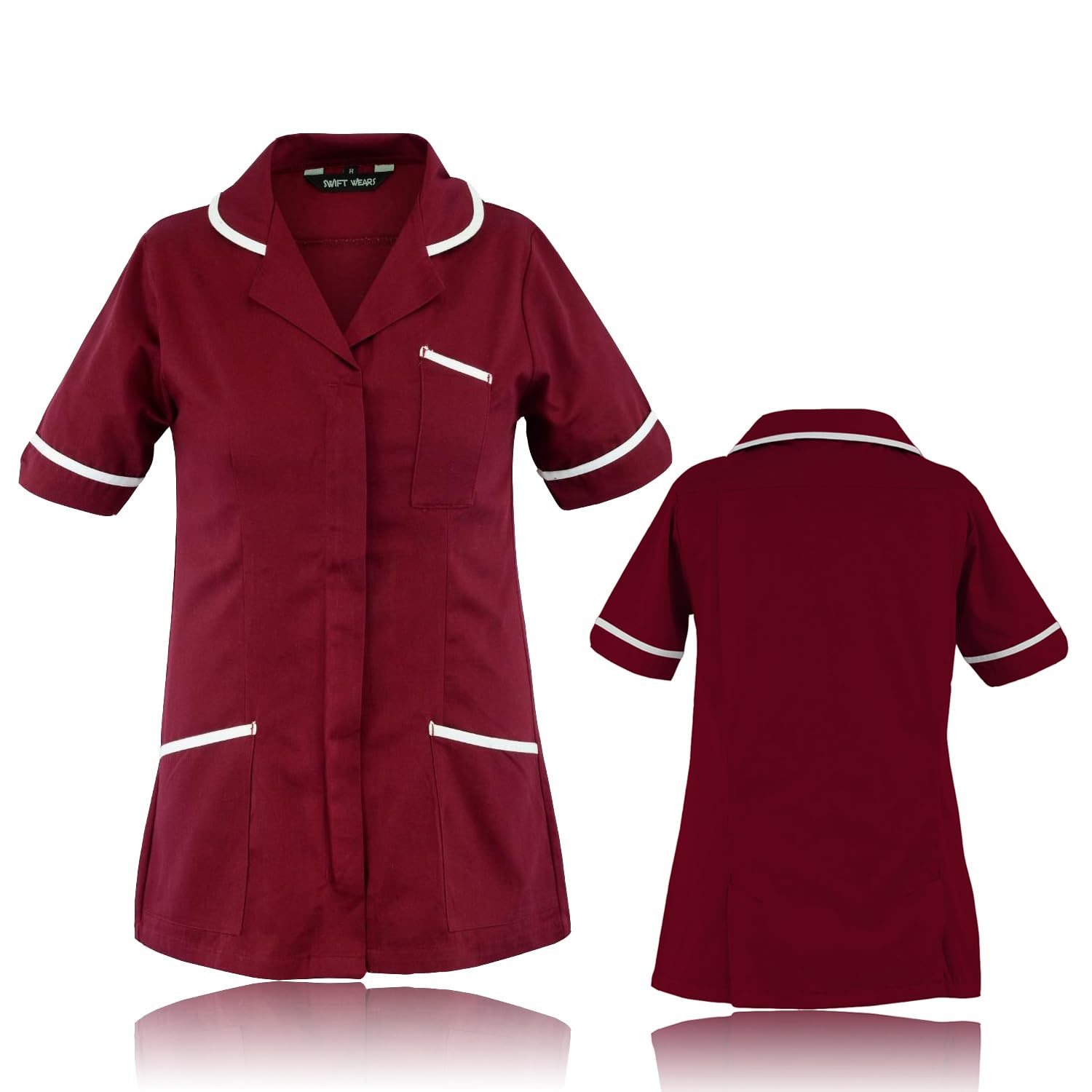 Swift Wear Nurse Uniform Tunic Dentist Therapist Maid Nursing Healthcare Hospitality Carers New (UK, Numeric, 22, Regular, Regular, Maroon)