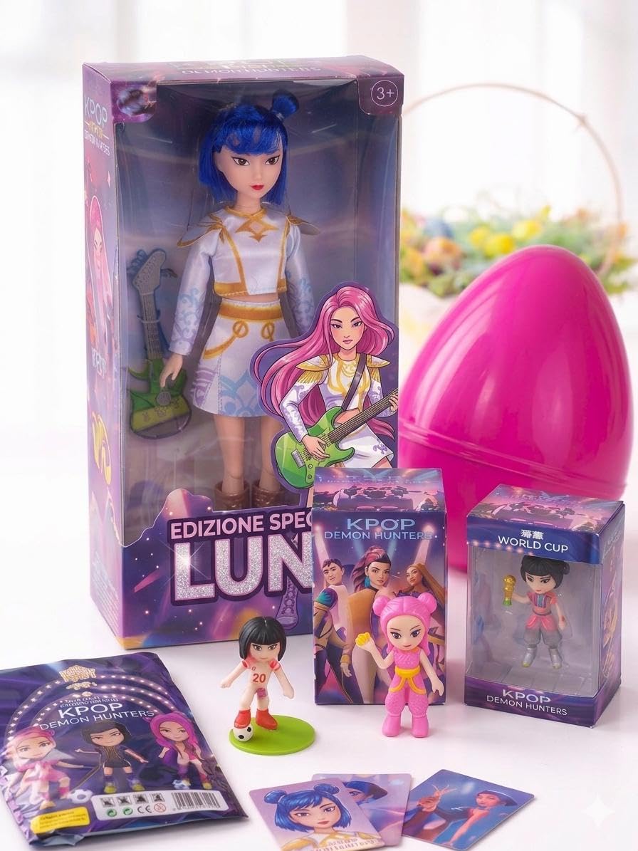 Uovo di Pasqua Contenitore a Tema Pop Cacciatrici di Demoni – Idea Regalo di Pasqua per Fan della Musica Coreana – Include Gadget, Giocattoli e Accessori