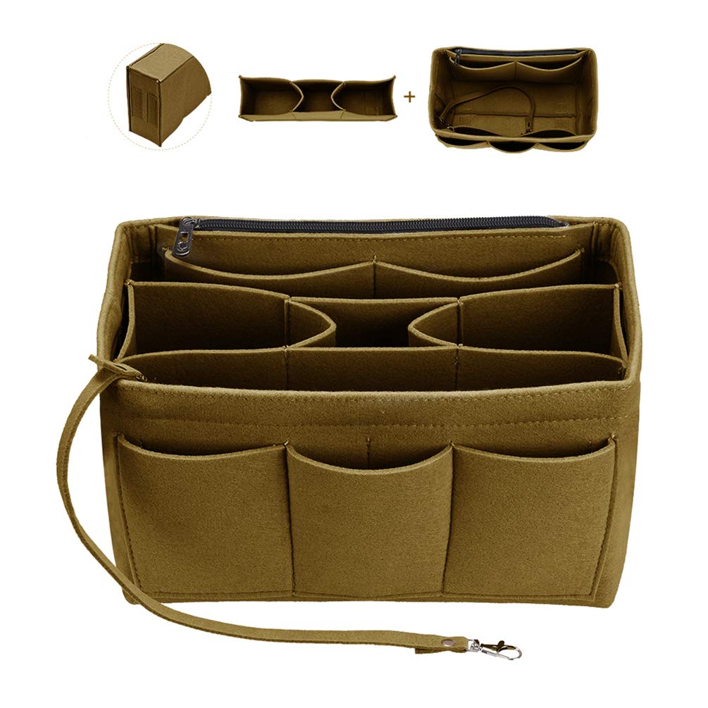 HOKEEPERFelt Handbag Organizer with Zipper Tote Diaper Bag Purse Insert Organizer Fit Louis Vuitton (Brown, X-Large)