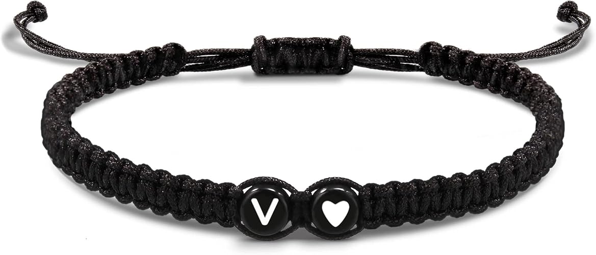 Btysun Initial Bracelets for Women Teen Gifts Trendy Stuff Best Friend Birthday Gifts Graduation Adjustable Letter A-Z Braided Bracelets Heart Link Sister Daughter Mother's Day Mom Female Christmas Jewelry