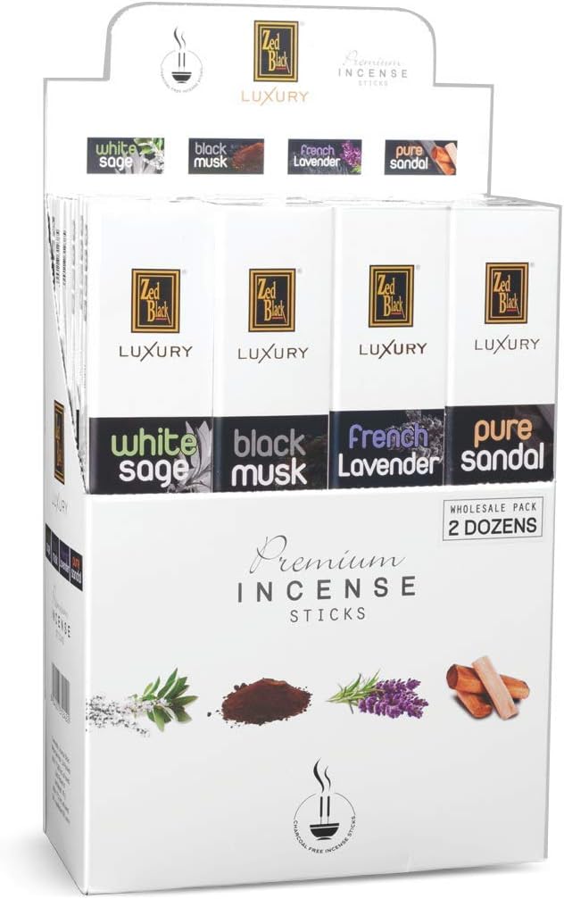 ZED BLACK Insent Sticks Sage Incense Sticks popular items Aroma Incense Sticks Combo - Aromatherapy Gift - 4 Different Fragrances - White Sage, Black ...