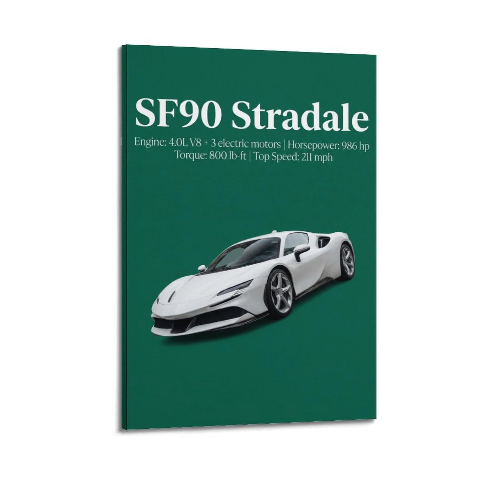 XKUGA Supercar Poster SF90 Stradale Classic Racing Guide Modern Decorative Canvas Prints - Ideal Wall Art for Family, Man Cave, Game Room, Boys & Girls Bedroom 20x30inch(50x75cm)