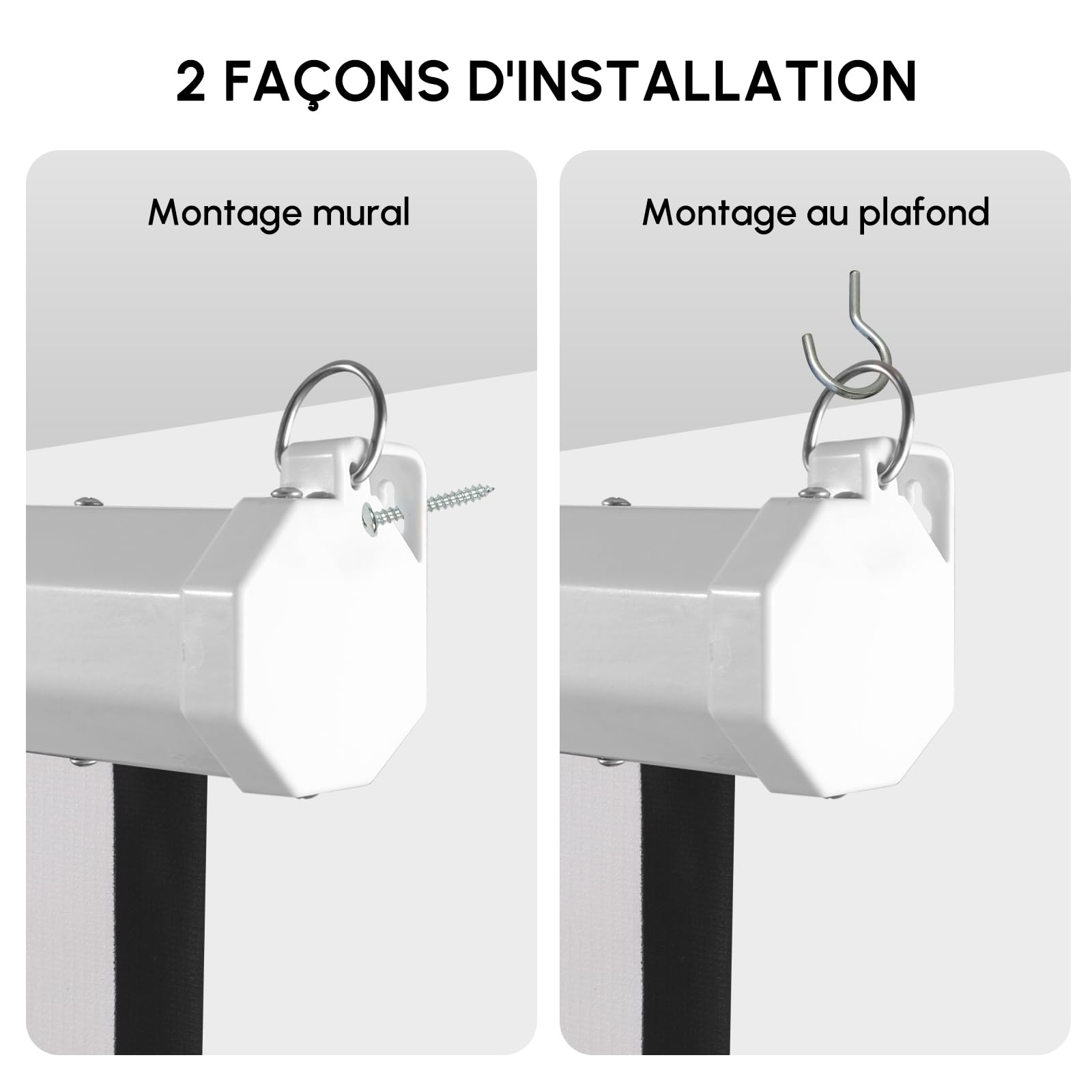Fabulcozy Écran de Projection motorisé écran projecteur électrique 120 Pouces Fixation Mur ou Plafond Automatique pour Home Cinéma et Entreprise Formats 16:9