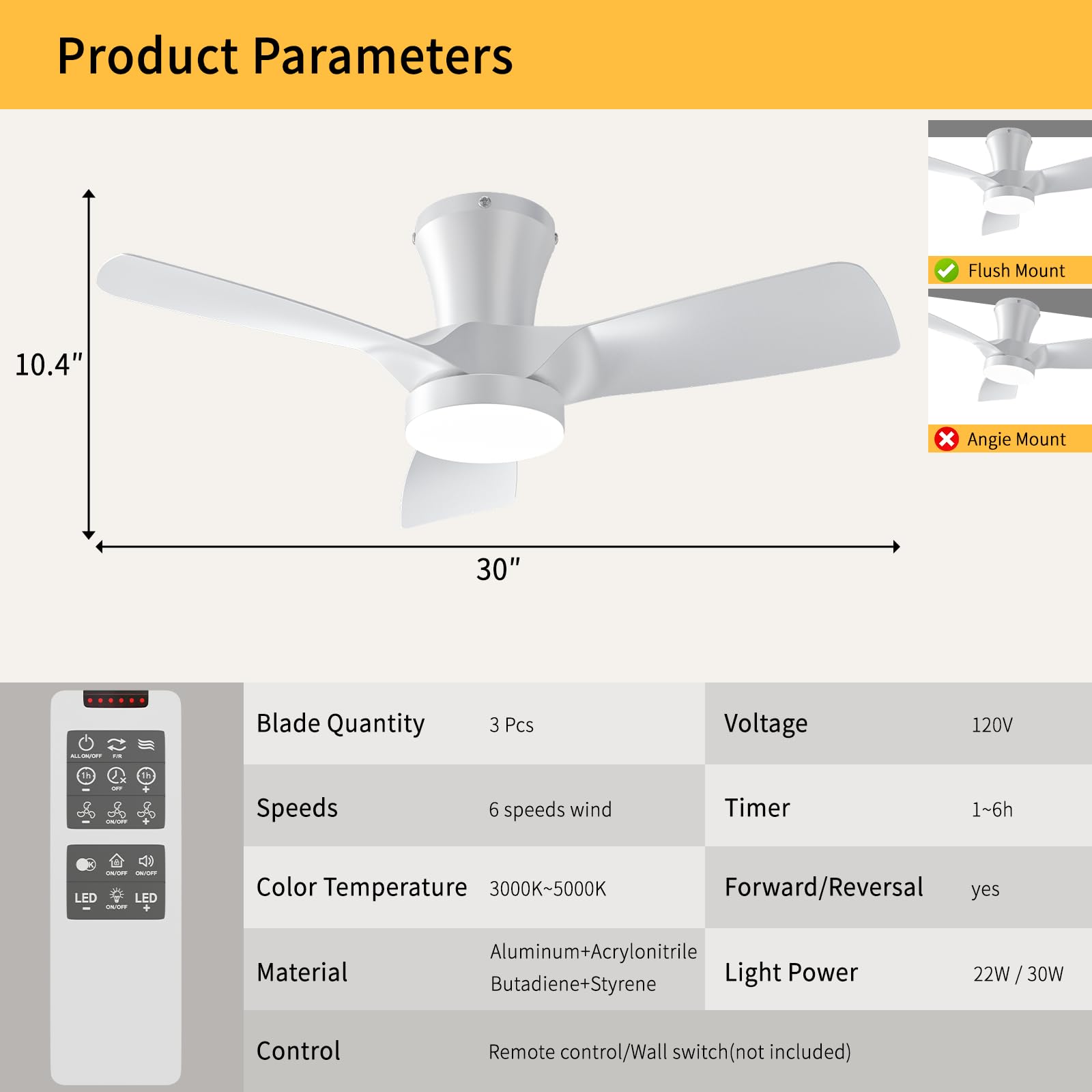 Ventilador de Techo con Luz 80cm, con Mando y App, Motor DC Silencioso, 6 Velocidades, Verano/Invierno, Memoria, Regulable 3000K-6000K, Temporizador, para Techos Bajos Dormitorio Salón Comedor Cocina