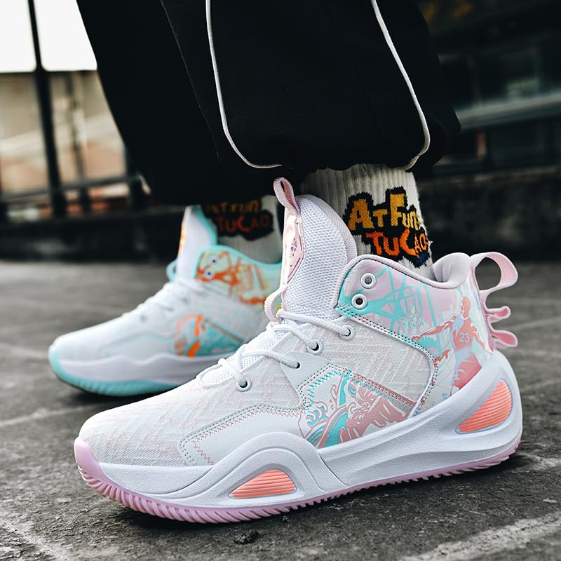 Image of Womens Mens Basketball Shoes Volleyball High Top Breathable Fashion Comfortable Outdoor Sport Non Slip Rubber Sneakers