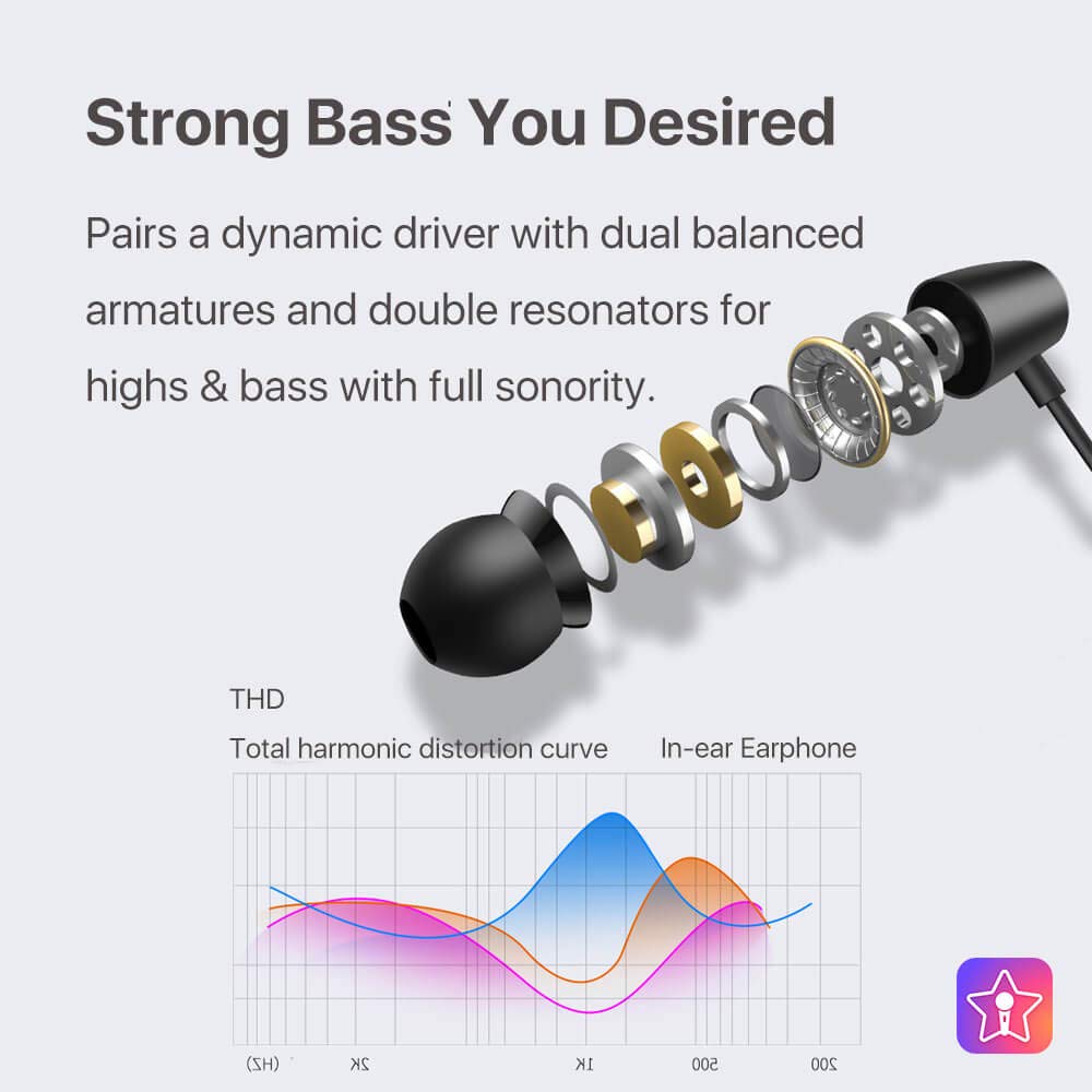 Starmaker Metal In Ear Karaoke Earbud Headphone Dynamic Crystal