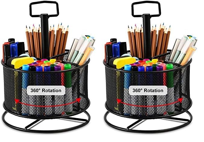 Marbrasse Mesh Desk Organizer, 360-Degree Rotating Multi-Function...