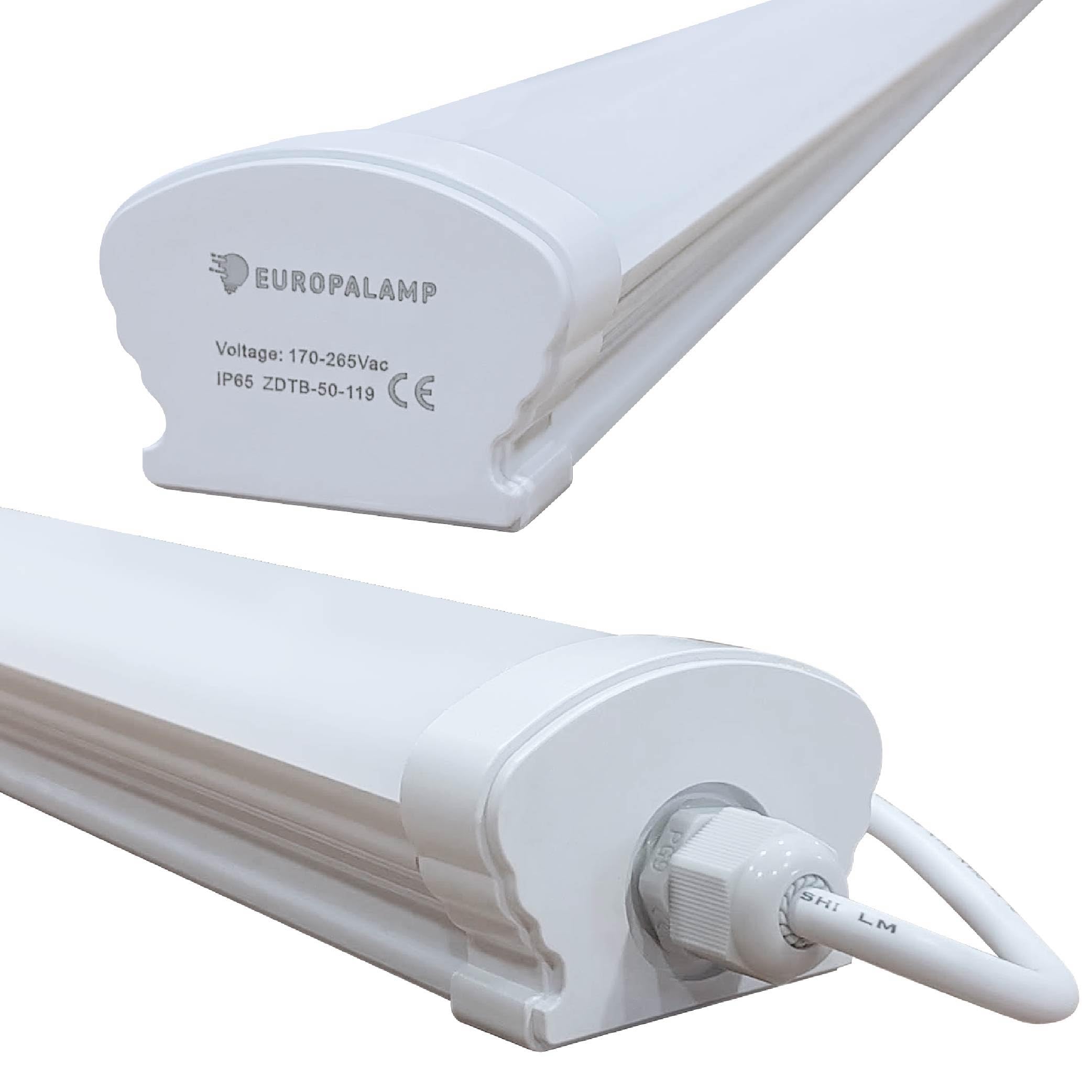 Europalamp - Luminaria lineal LED - Pack de 2 - Impermeable - 120 cm - 36 W - 3210 LM - Blanco - Interior y Exterior - 4000 K - Blanco neutro