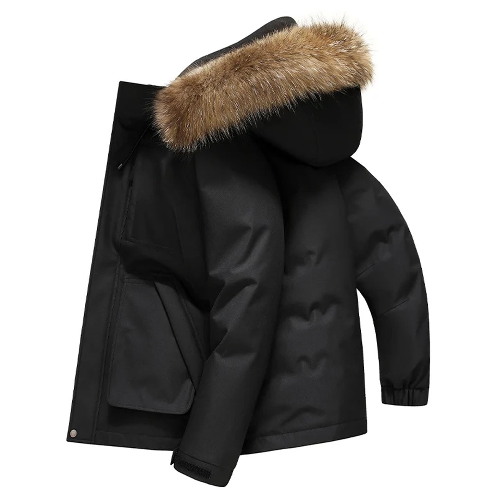 Piumino da uomo con cappuccio bianco anatra piumino Outwear collare antivento staccabile Puffer Coat Top Down indumento