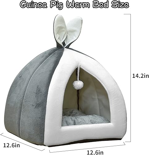Miniatura 6 de Fhiny Cama de conejito de indias, acogedora, para hámster, cama de conejo, nido de invierno, jaula de conejo enano, accesorios para chinchilla,