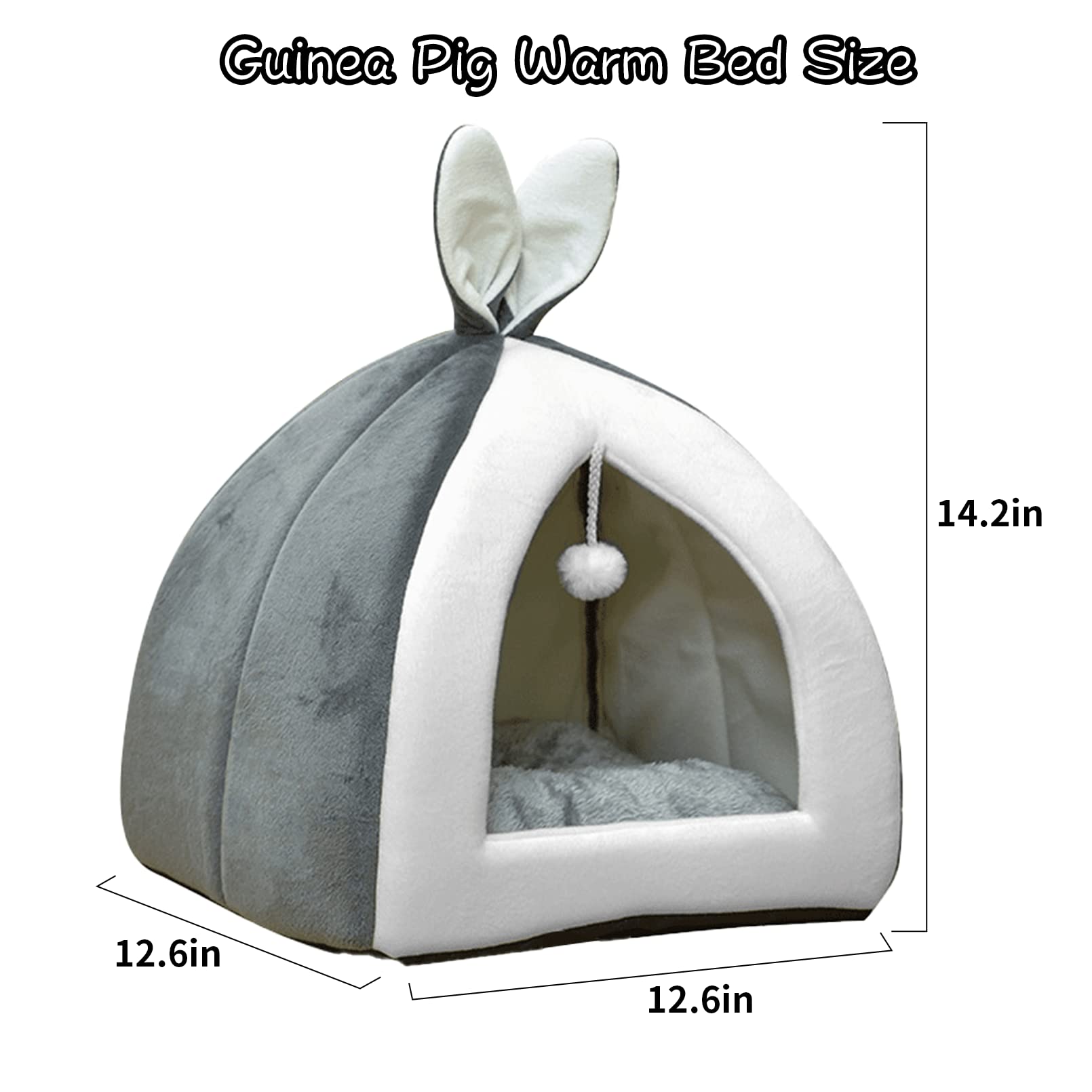 Fhiny Cama de conejo, acogedora cueva de conejillo de indias, bonita cama de conejo, casa grande, nido de invierno, jaula de conejo enano, accesorios para chinchilla, hurón, erizo u otros animales