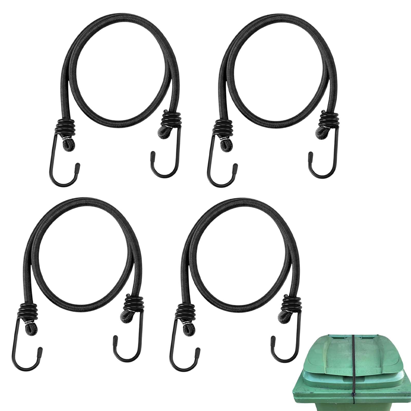 Azoisuwr Black 4 Pcs Wheelie Bin Locks, With Elastic Cord Design To Prevent Trash From Spilling Or Being Blown Over By The Wind