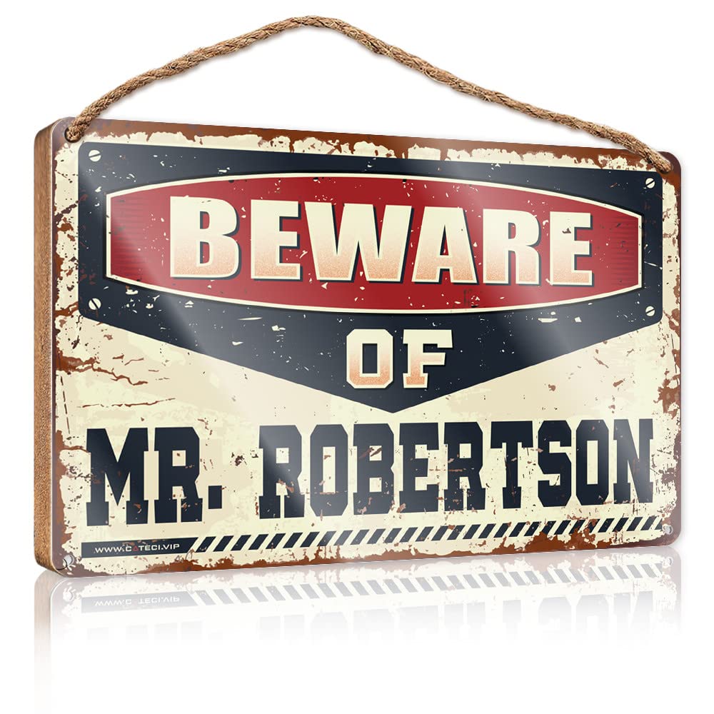 Dtha Women's One Color Funny Bedroom Decor Beware Of Mr. Robertson Wooden Sign Restroom Decor Winter Door Decorations