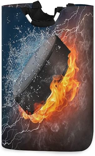 senya Cesta de almacenamiento grande con asas, organizador plegable para ropa de guardería, juguetes, disco de hockey en fuego y agua