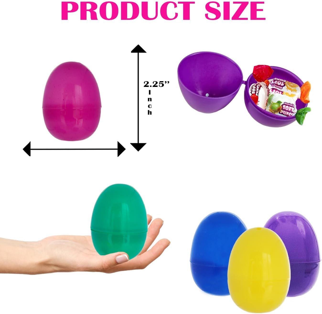 The Dreidel Company Fillable Easter Eggs with Hinge Bulk Colorful Bright Plastic Easter Eggs, Perfect for Easter Egg Hunt, Suprise Egg, 2.25" Assorted Colors (200-Pack)