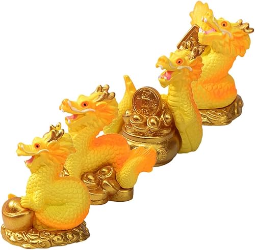 Miniatura 1 de Artibetter Mini figura de dragón, 4 piezas de resina 2024, estatua de moneda del año 2024, mascota del zodiaco chino, escultura Fengshui, decoración