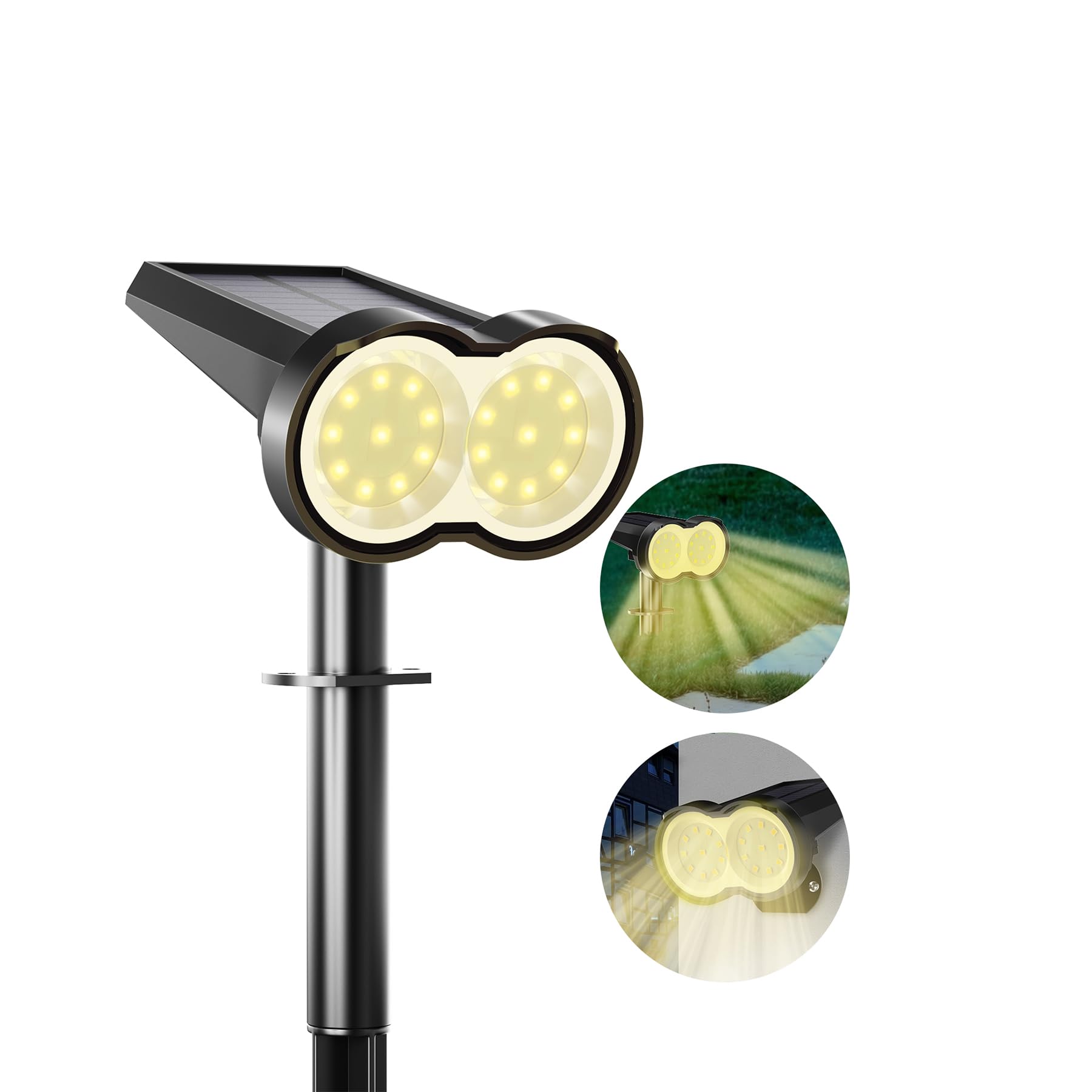 Dankeled Solarlampen für Außen Garten - 1 Stück 20 LED Solar Strahler Warmweiß 3000K, IP65 Wasserdicht Sensorik Solarleuchten, Dusk to Dawn Solar Gartenleuchten für Garage, Gehweg, Treppe, Hof, Rasen