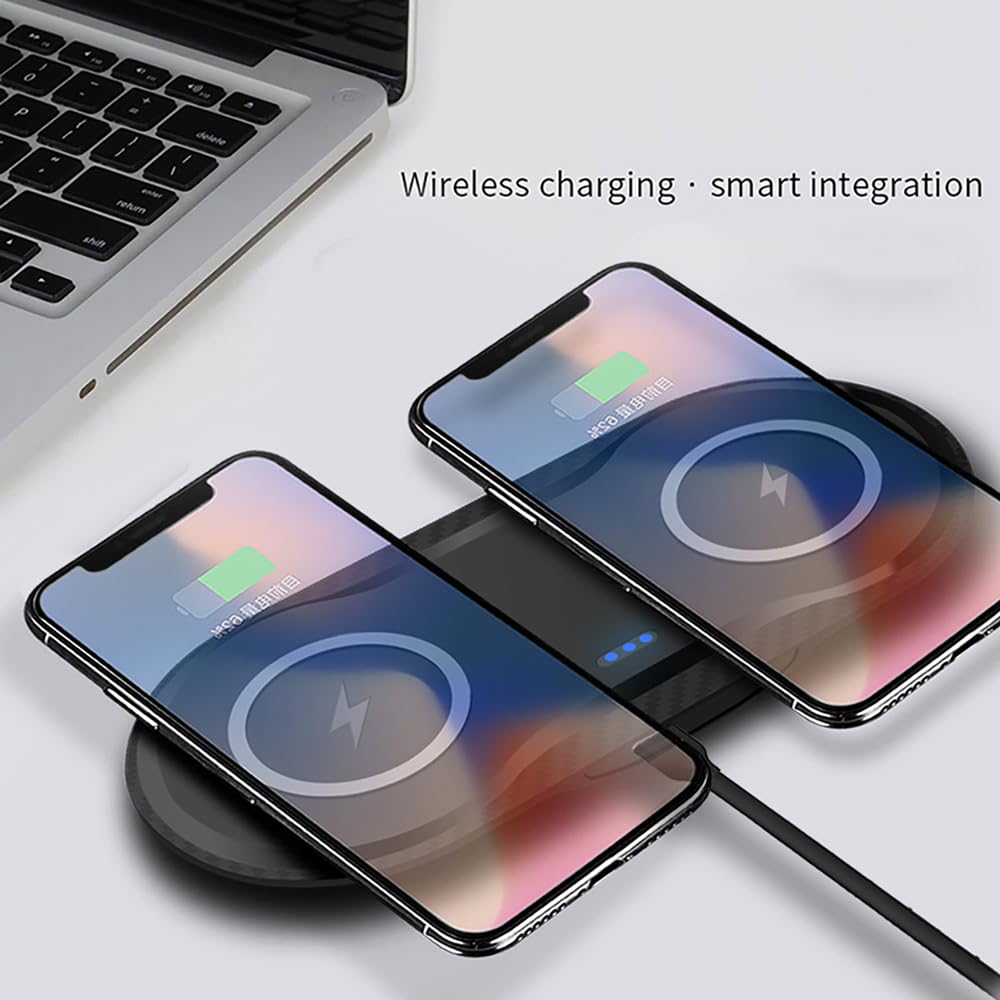 2 Cargadores inalámbricos Dobles de 15 W para múltiples Dispositivos, Almohadilla de Carga inalámbrica rápida de 30 W para Apple iPhone, AirPods, teléfono Samsung, Google Pixel y Todos los