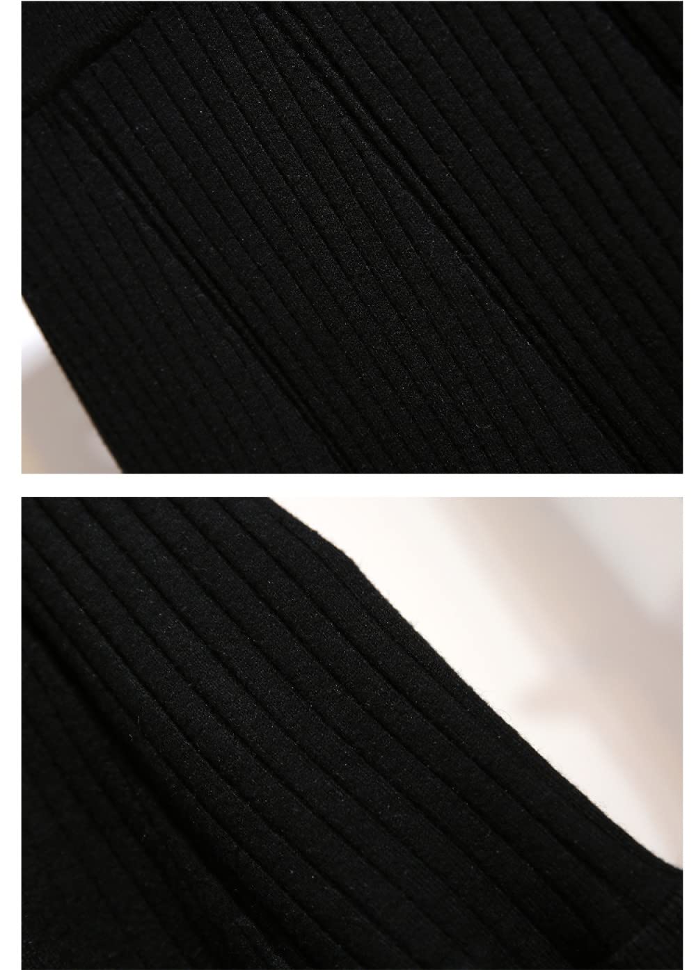 Damen Strickrock,Damen-Midirock, Schwarz, Elastisch, Mit Hoher Taille, Gestrickt, Mit Rüschen, Plissee-Rock, Schmal, A-Linie, Swing, Gerafft, Herbst-Winter, Lange Röcke Für Mädchen, Damen, M