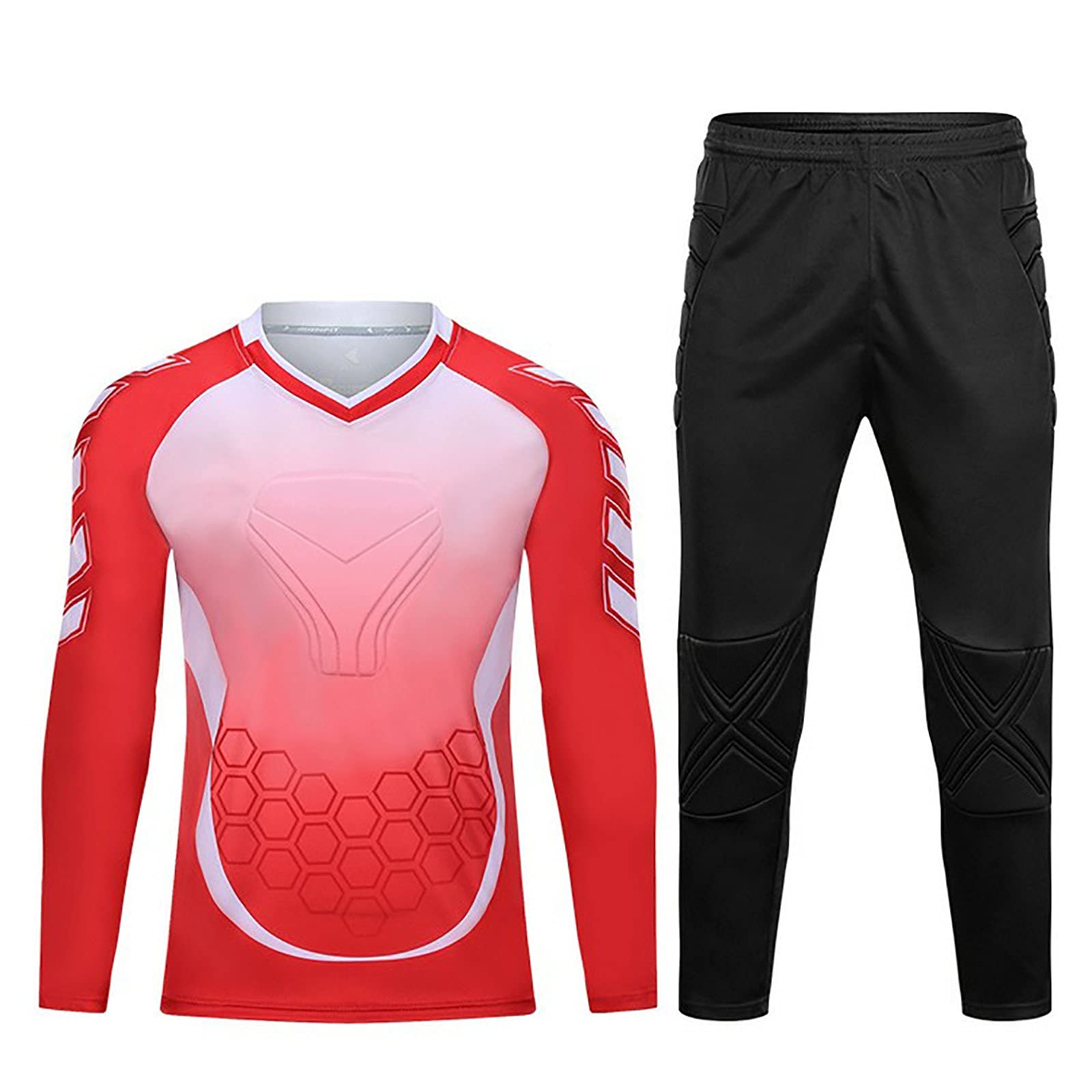 G&F Herren Torwart-Trikot Gepolstert Trikots mit Schwammschutz für Erwachsene und Kinder Antikollisions 2 Stück (Color : Red, Size : 4XS)
