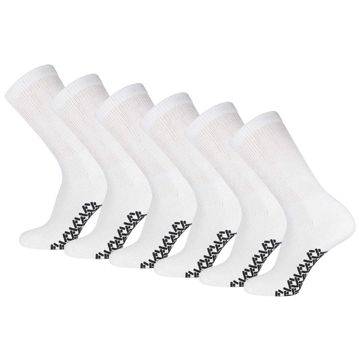 Diamond Star Men's Women Diabetic Loose Top Therapeutic Anti Slip Non Skid Gripper Soft Cotton Full Cushioned Crew Socks