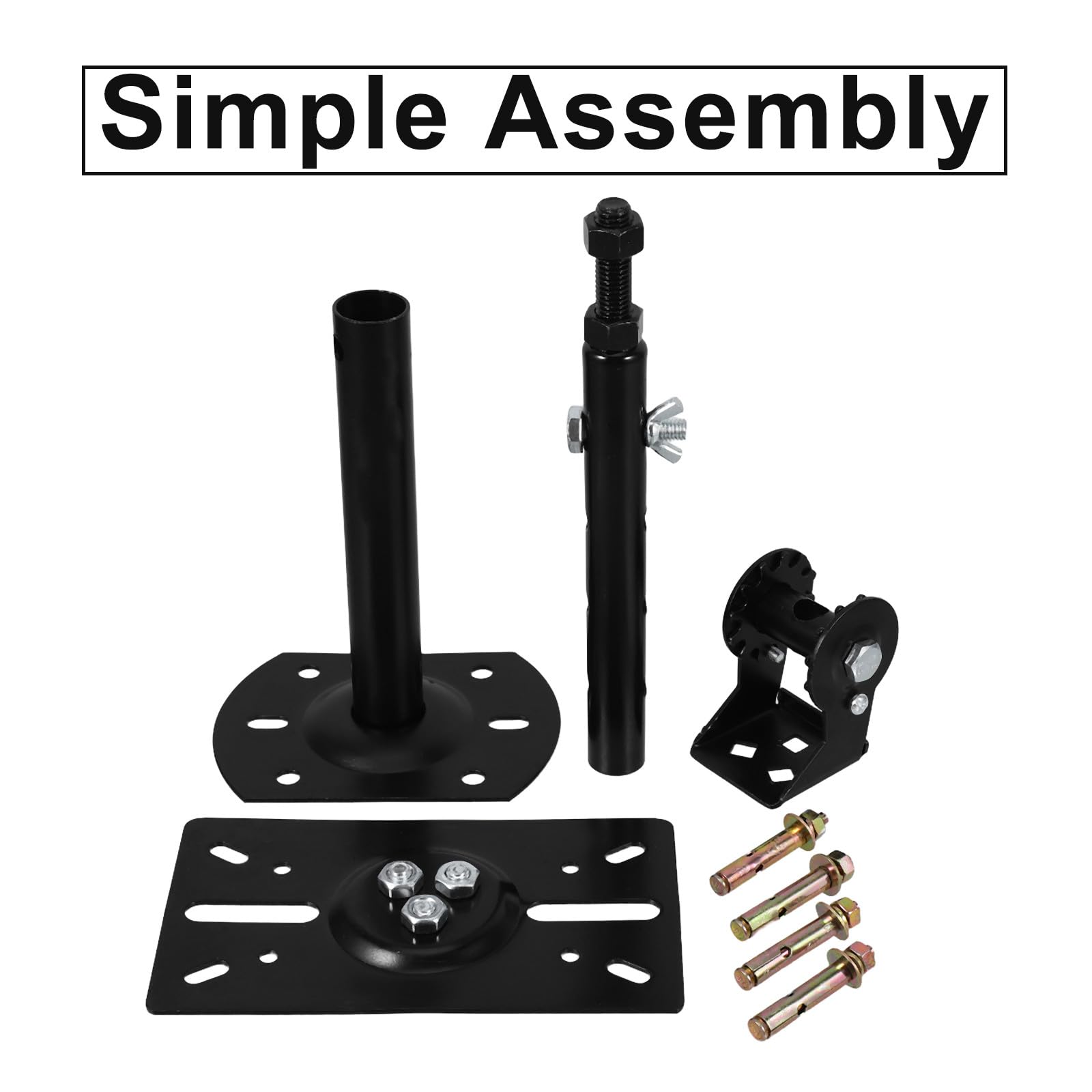 Support D'enceinte Robuste Réglable en Fer pour Plafond et Mur Noir