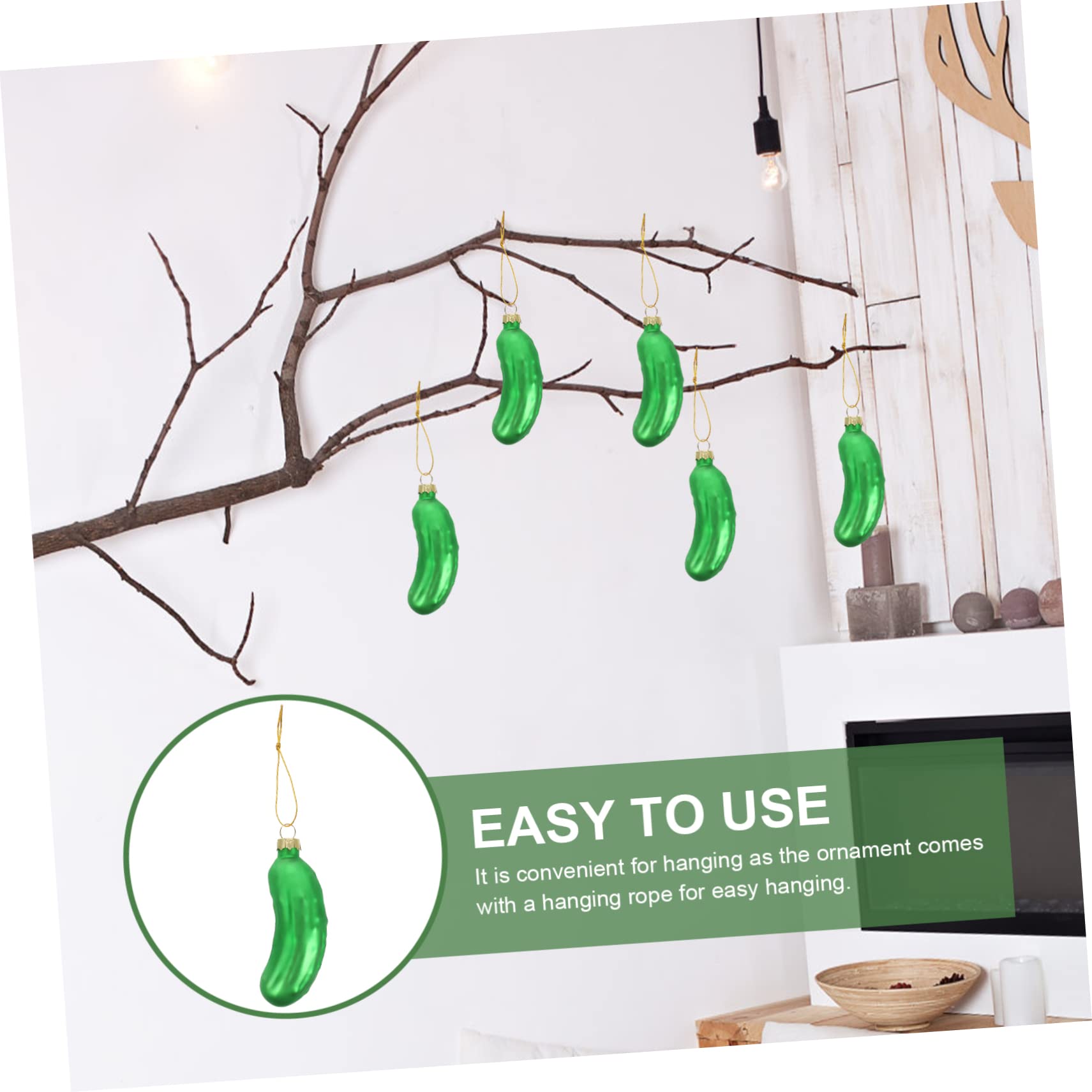 Ciieeo 5 Juegos De Elegantes Adornos para Árbol De Navidad Colgantes De Pepino De Cristal Reutilizables Decoración Navideña para El Hogar 3 Piezas X 5