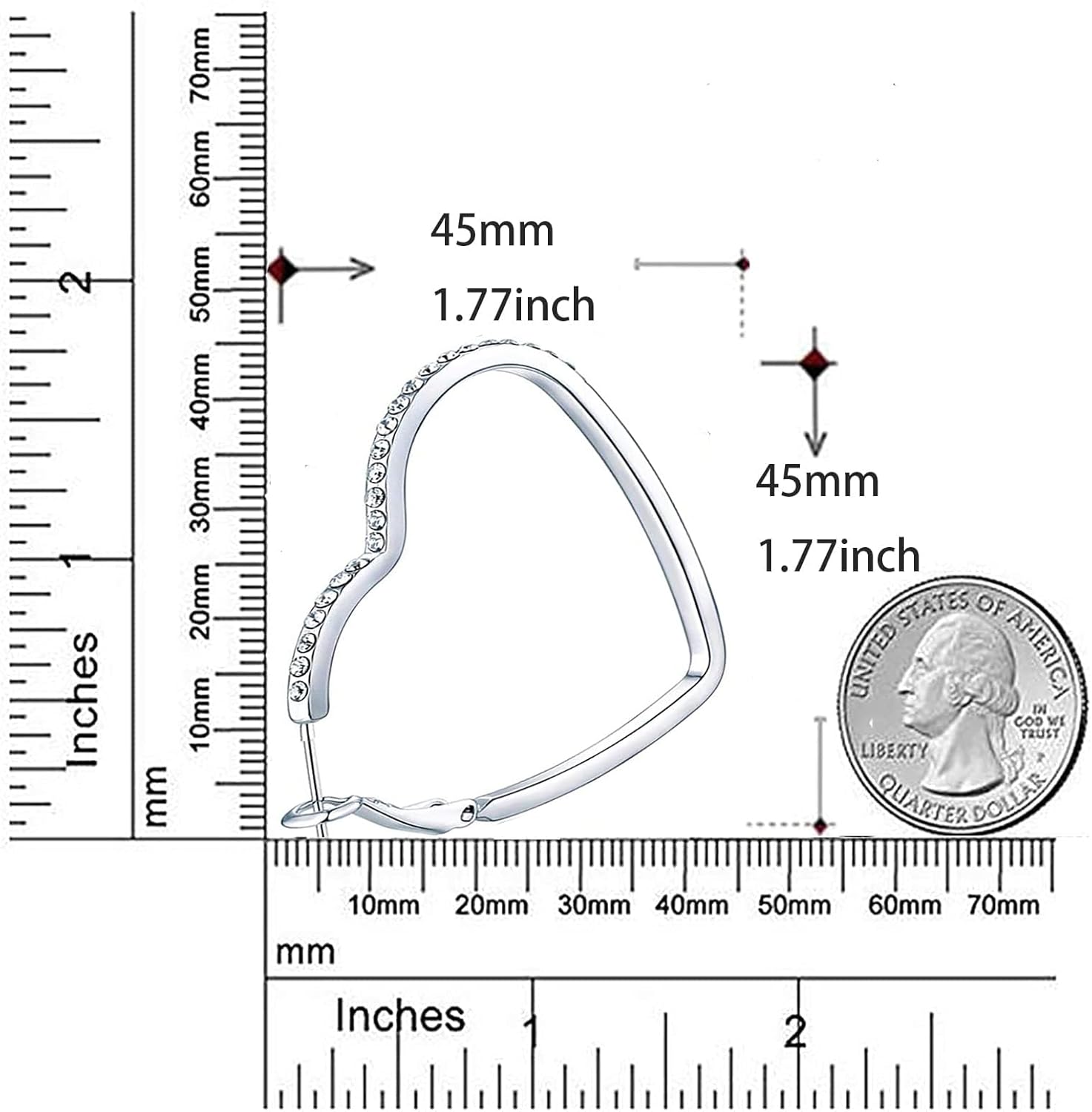 Silver Hoop Earrings, Rhinestone Cubic Zirconia Hoops Fashion Jewelry White Gold Plated Hoop Earring for Women - Image 6