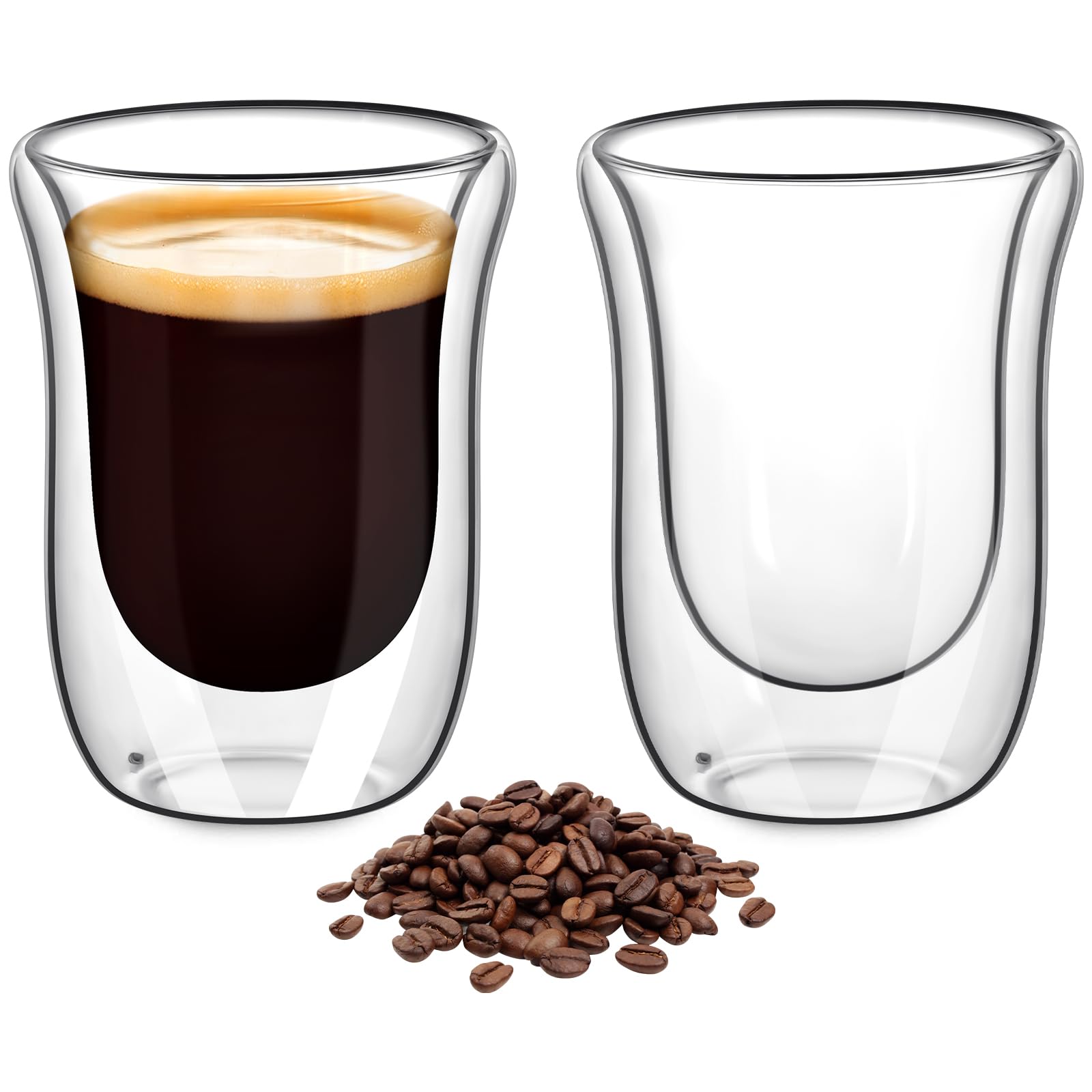 PARACITY Espresso Cups Set Of 2, 2 Oz Shot Glass, Espresso Mugs, Doubled Clear Insulated Borosilicate Glassware, Tazas De Cafe Expreso, Small Coffee Cups for Espresso Machine Accessories PARACITY Espresso Cups Set Of 2, 2 Oz Shot Glass, Espresso Mugs, Doubled Clear Insulated Borosilicate Glassware, Tazas De Cafe Expreso, Small Coffee Cups for Espresso Machine Accessories