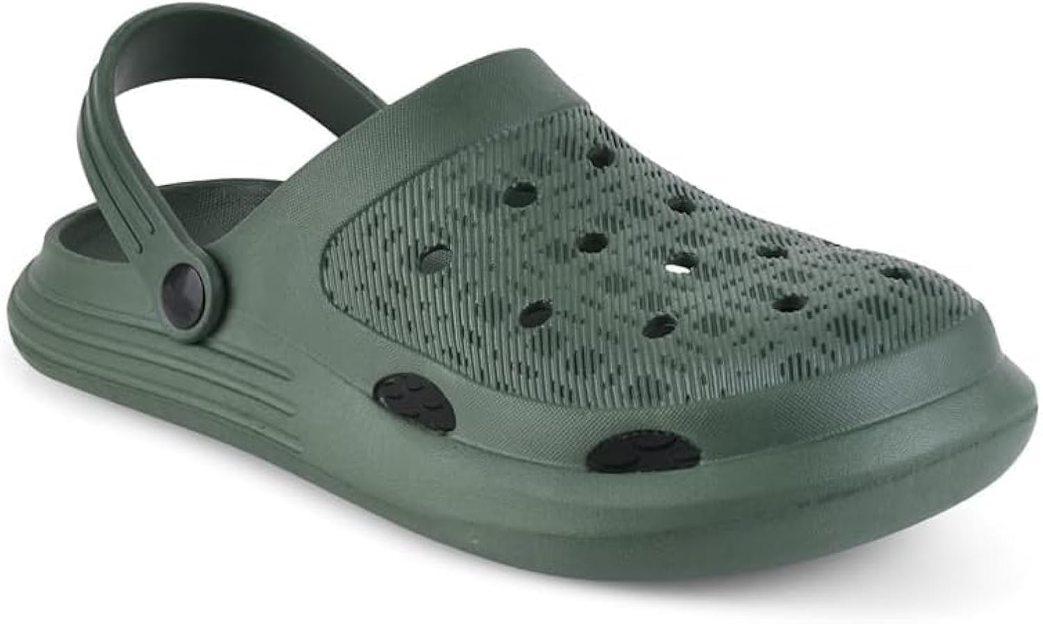 Black Easy-to-wear Easy-to-wash Lightweight Clogs for Men, Olive Green