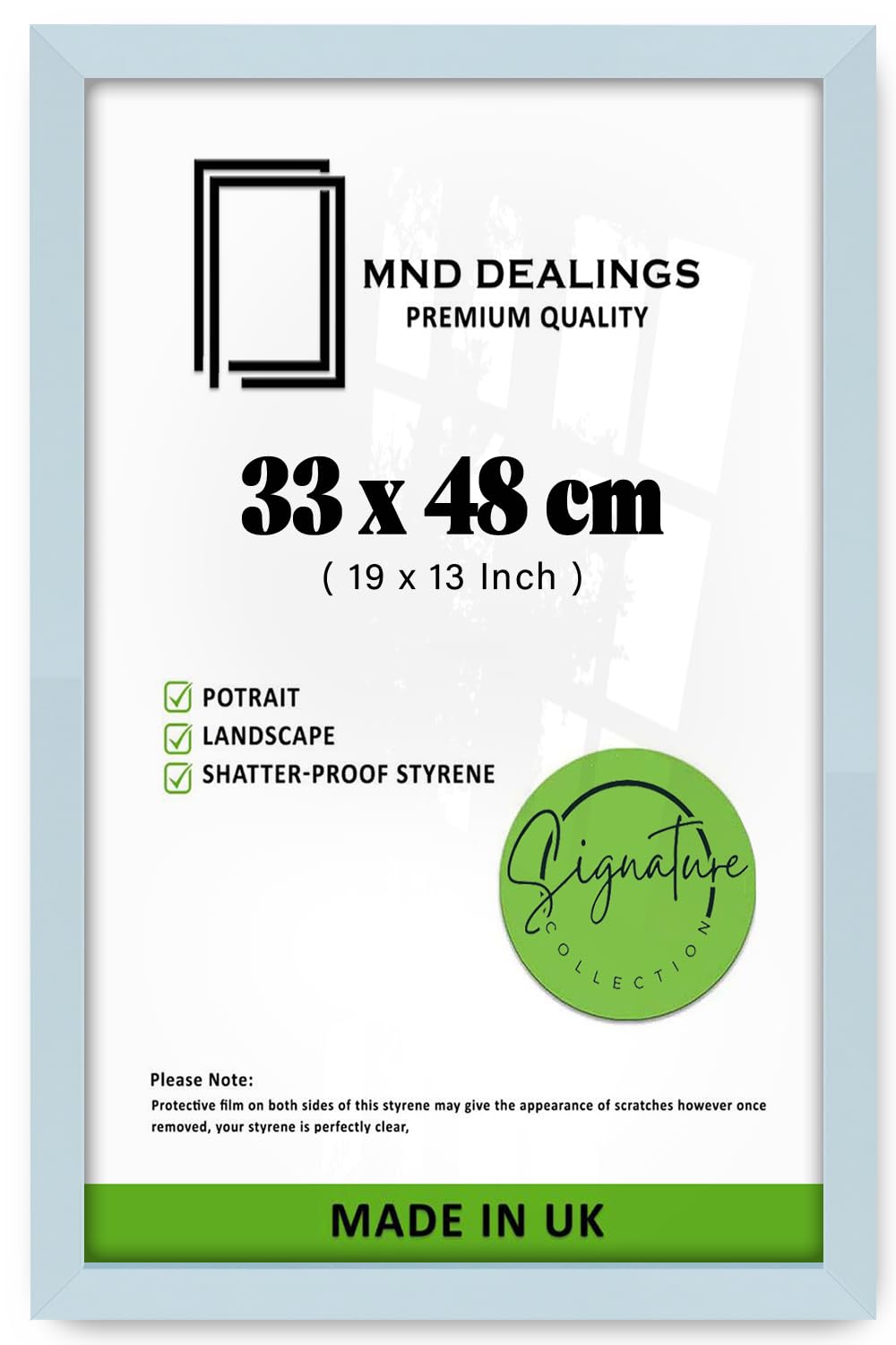 MND Dealings | MDF Picture Frame (33 x 48 CM) Perfect for Home, Office & Art Gallery Wall Décor, Sleek Engineered MDF Wood Finish with Hanging Hooks [ Light Grey ]